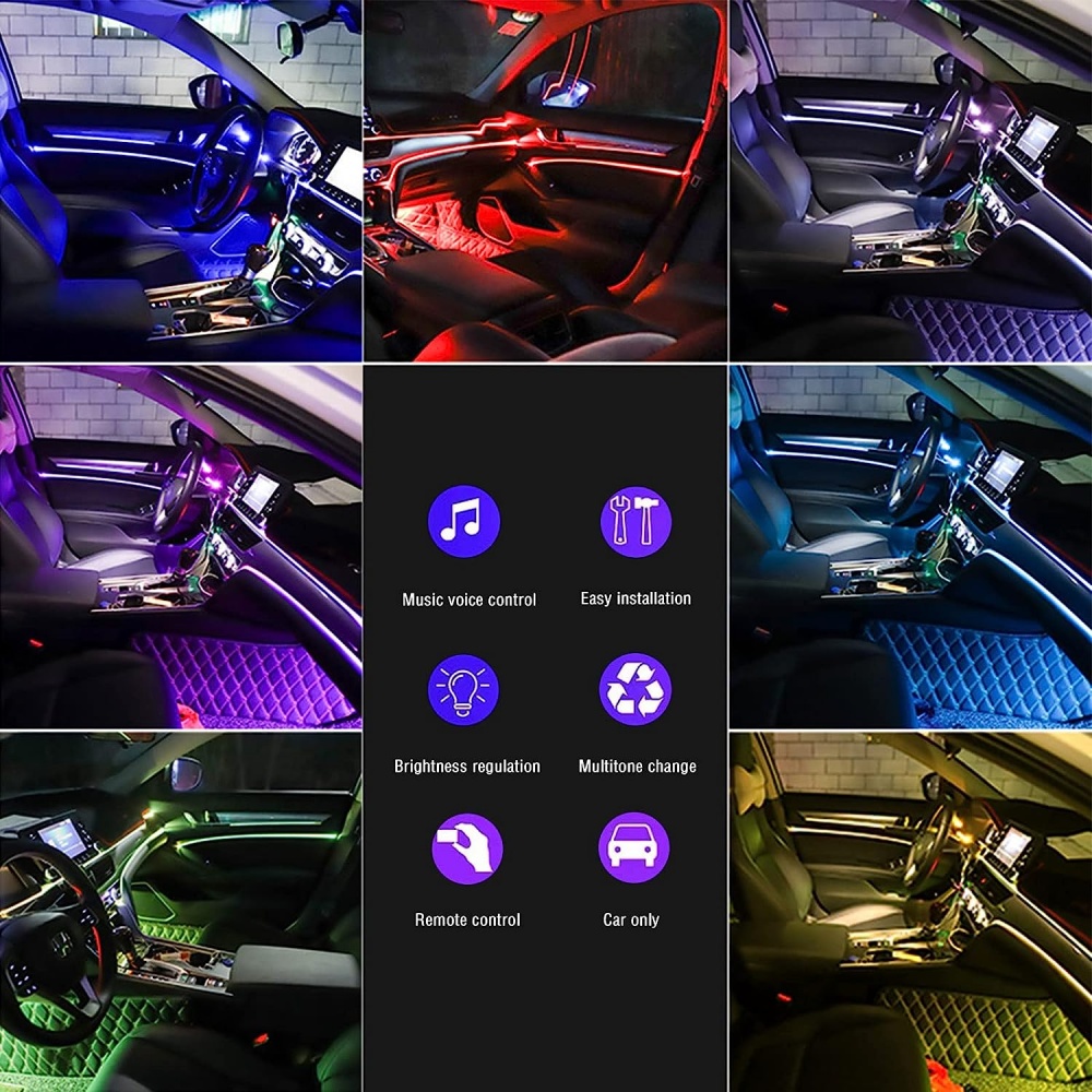 Car LED Interior Light Strips Lighting with USB Port & Bluetooth APP  Control - DigiDirect 
